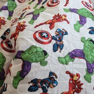 MARVEL TWIN SIZE FITTED SHEET ONLY EUC SUPER HEROS HULK THOR IRON MAN COLORFUL